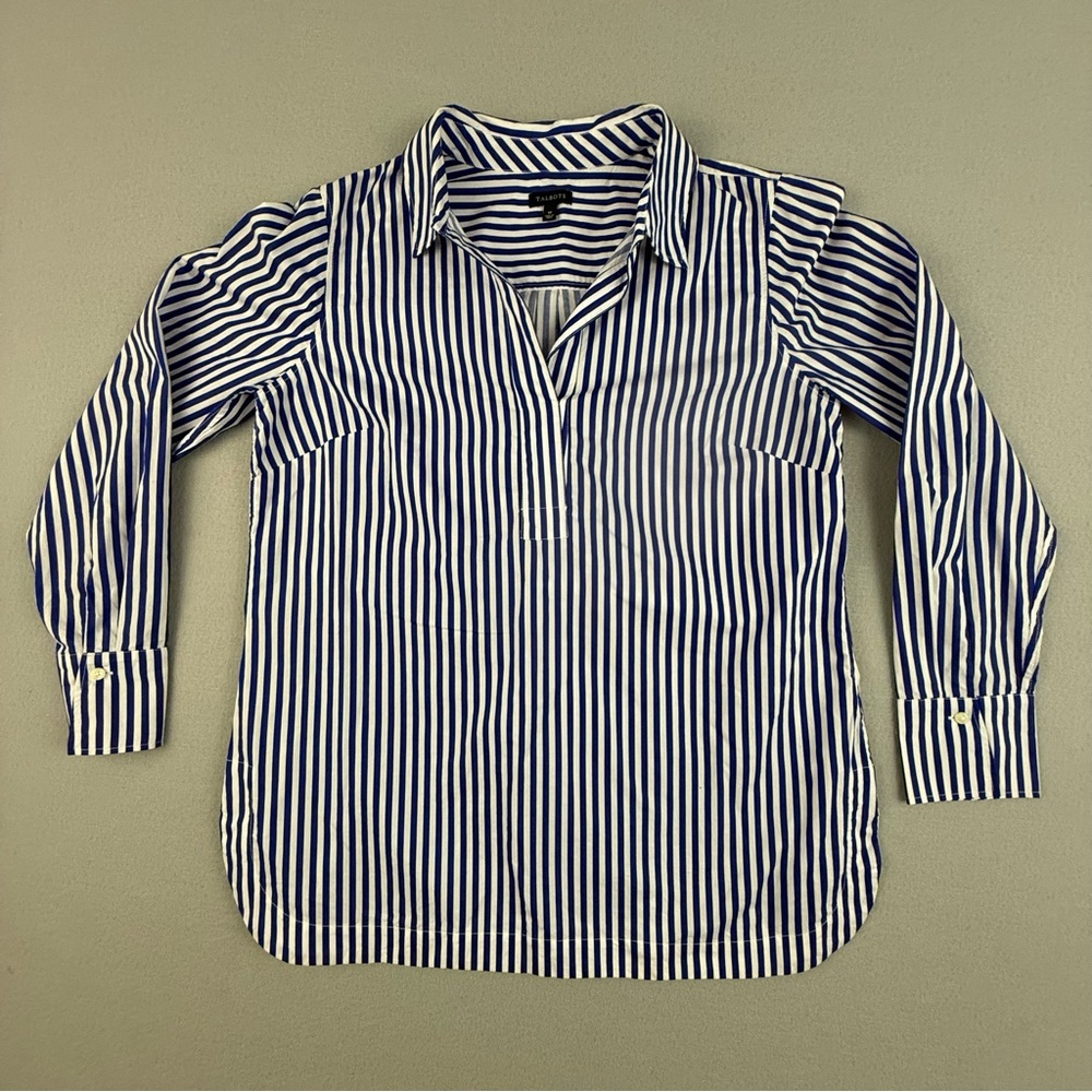 Talbots Shirt Women's‎ Medium Long Sleeve Pullover Stripe Blue White